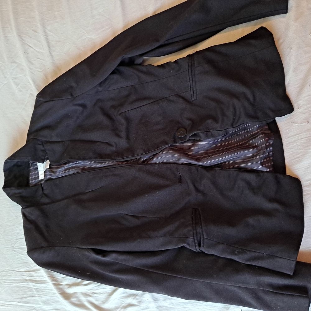 H&M Black Shirt Jacket/blazer with Smooth Fabric Liner